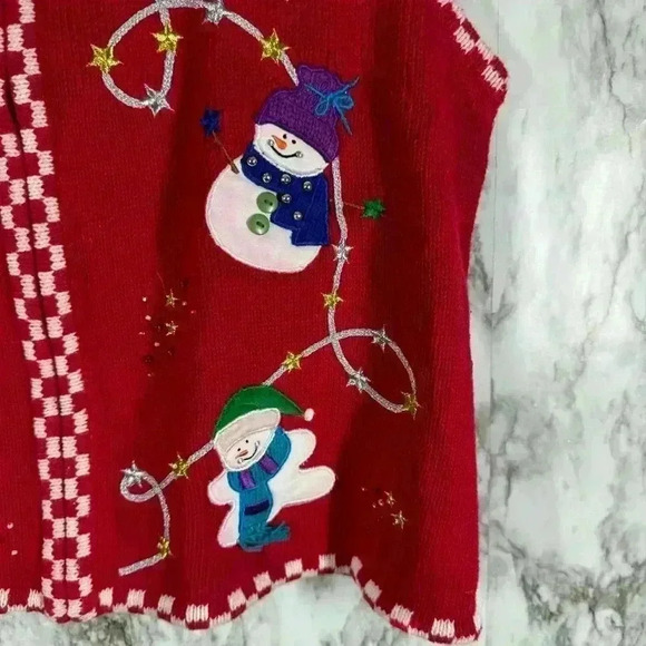 Ugly Christmas Sweater Vest. Planet And Company Woman SZ Petite Large Knit - Picture 8 of 8